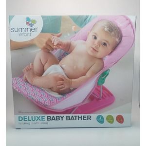 NEW IN Open BOX Summer Infant Deluxe Baby Bather, Bubble Waves, Pink